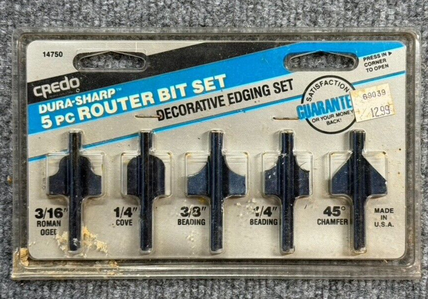 Credo Dura Sharp 5pc Router But Set #14750 NIB