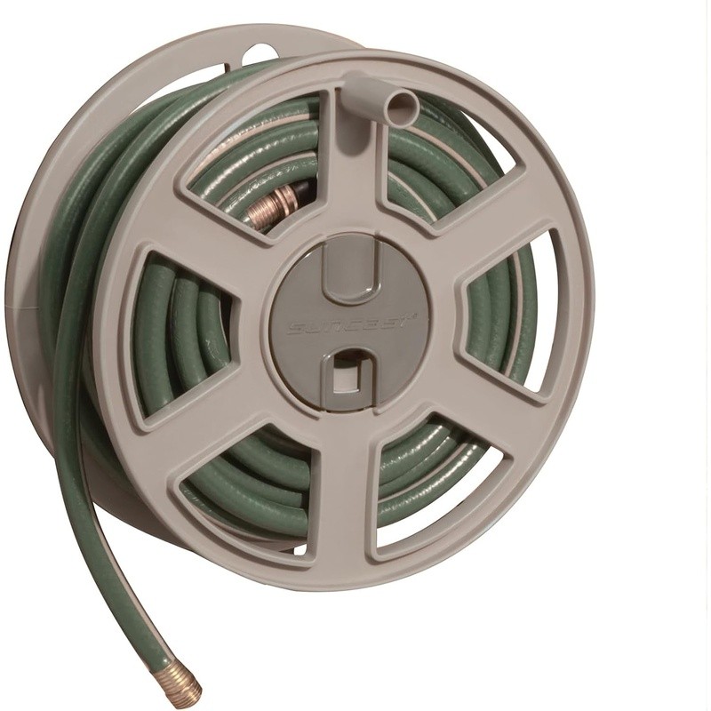 Wall Mounted 100 Ft Garden Hose Reel Space Saving Easy Crank Storage Solution US
