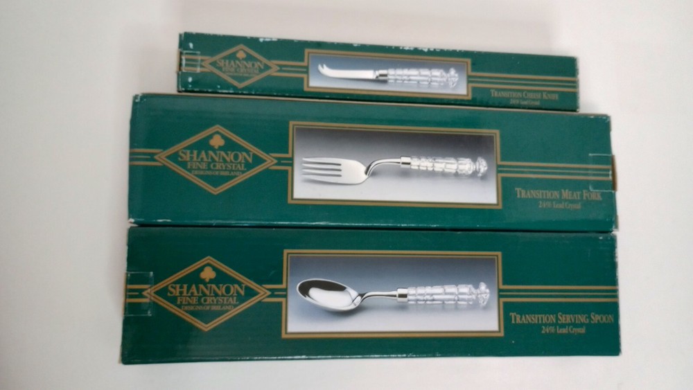 Godinger Silver Shannon Crystal Transitional Cheese Knife Meat Fork Serving Spoo