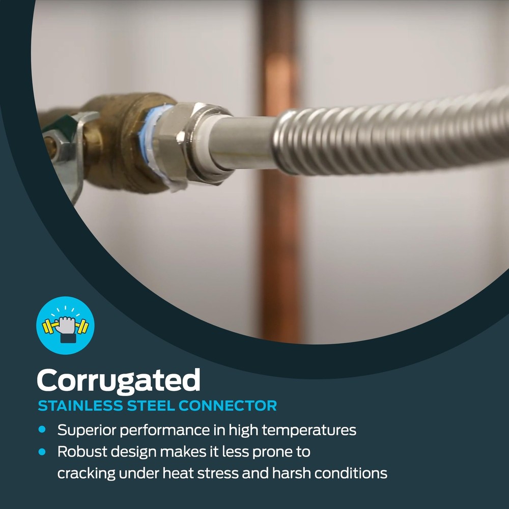18 Inch WaterFlex Crimp Water Heater Connector, 3/4 Inch FIP x 3/4 Inch Crimp...