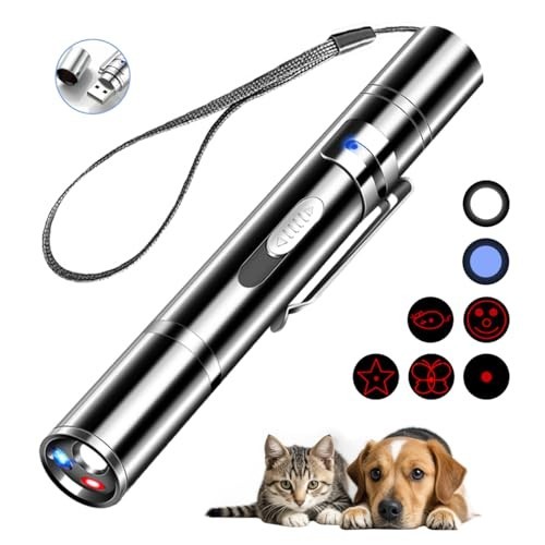 Cat Laser Pointer Toy Dog 7 Adjustable Pattern Long Range Lazer Toy USB Recharge