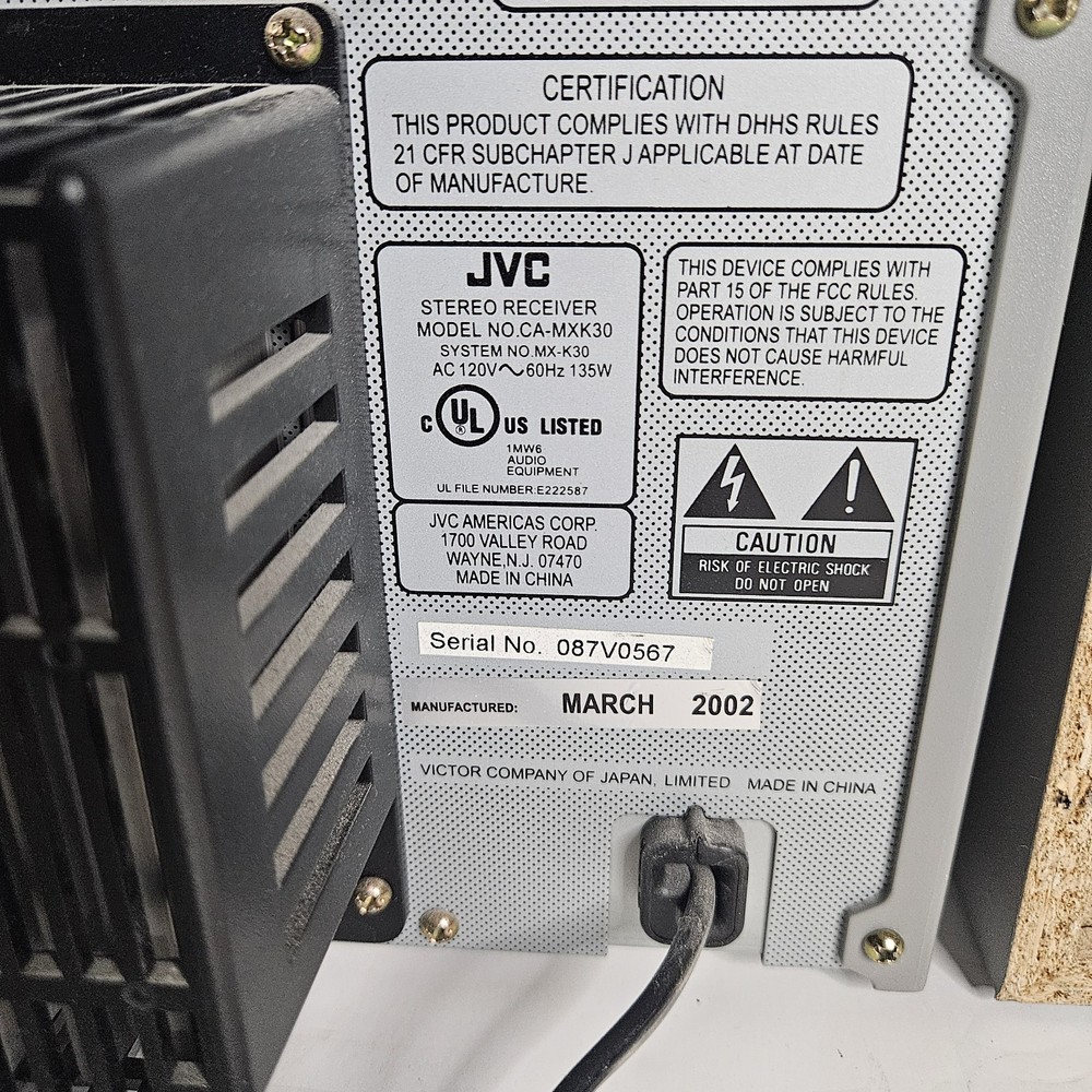 JVC Compact Component System MX-K30 Stereo Cassette Bass. Tested.