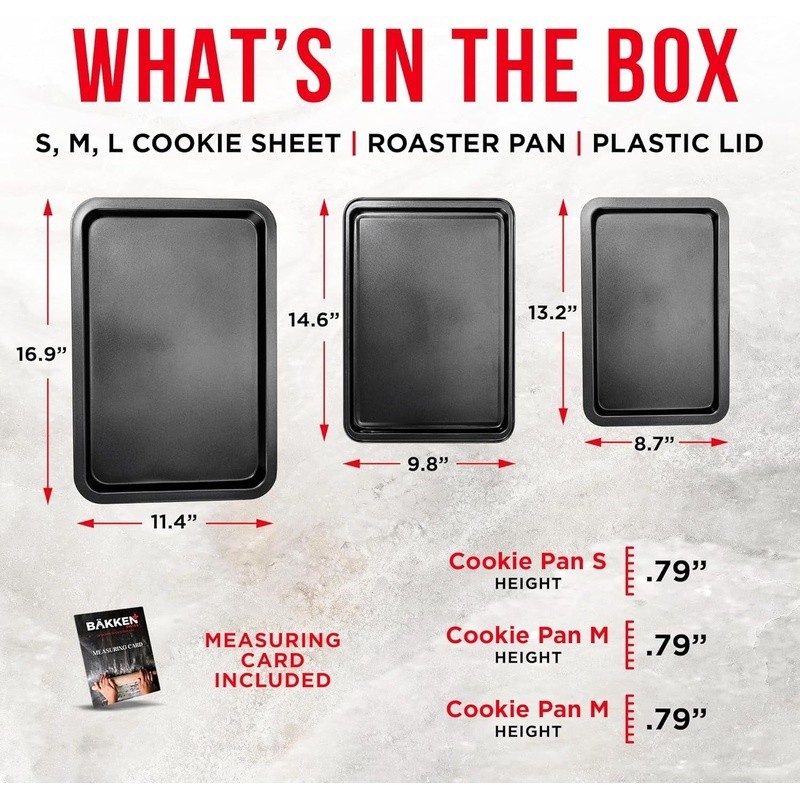 Nonstick Carbon Steel Baking Pan Set 6 Piece Bakeware Set Easy Clean Stackable