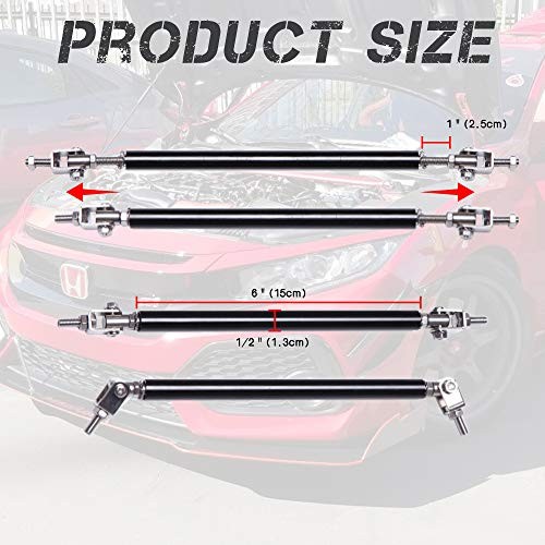 2× Universal Front Bumper Lip Support Adjustable 8"-11" Support Rod Black