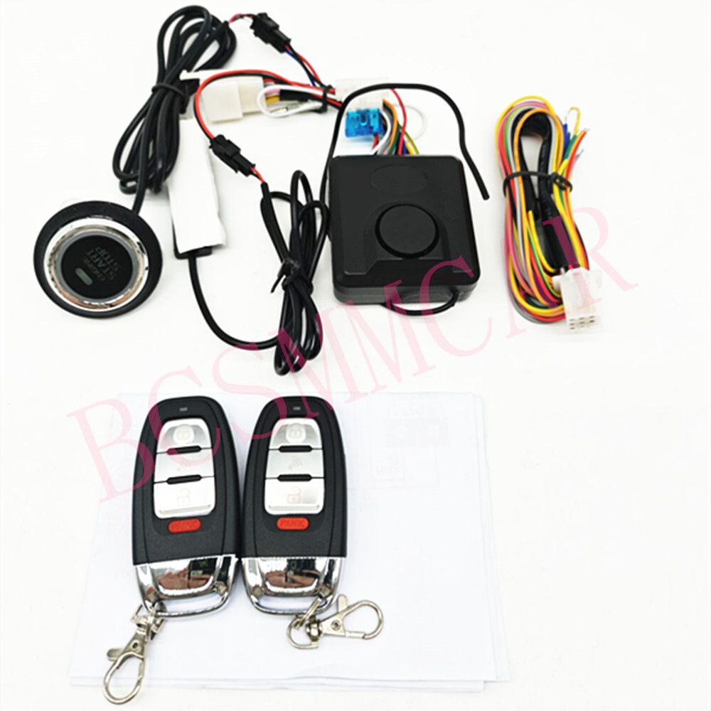 Motorcycle Engine Ignition Keyless One-button Start Anti-theft Alarm System Kit