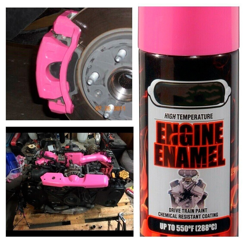 Hot Pink Coating High Temp Engine Enamel Header & Caliper Brake Paint Spray 500F