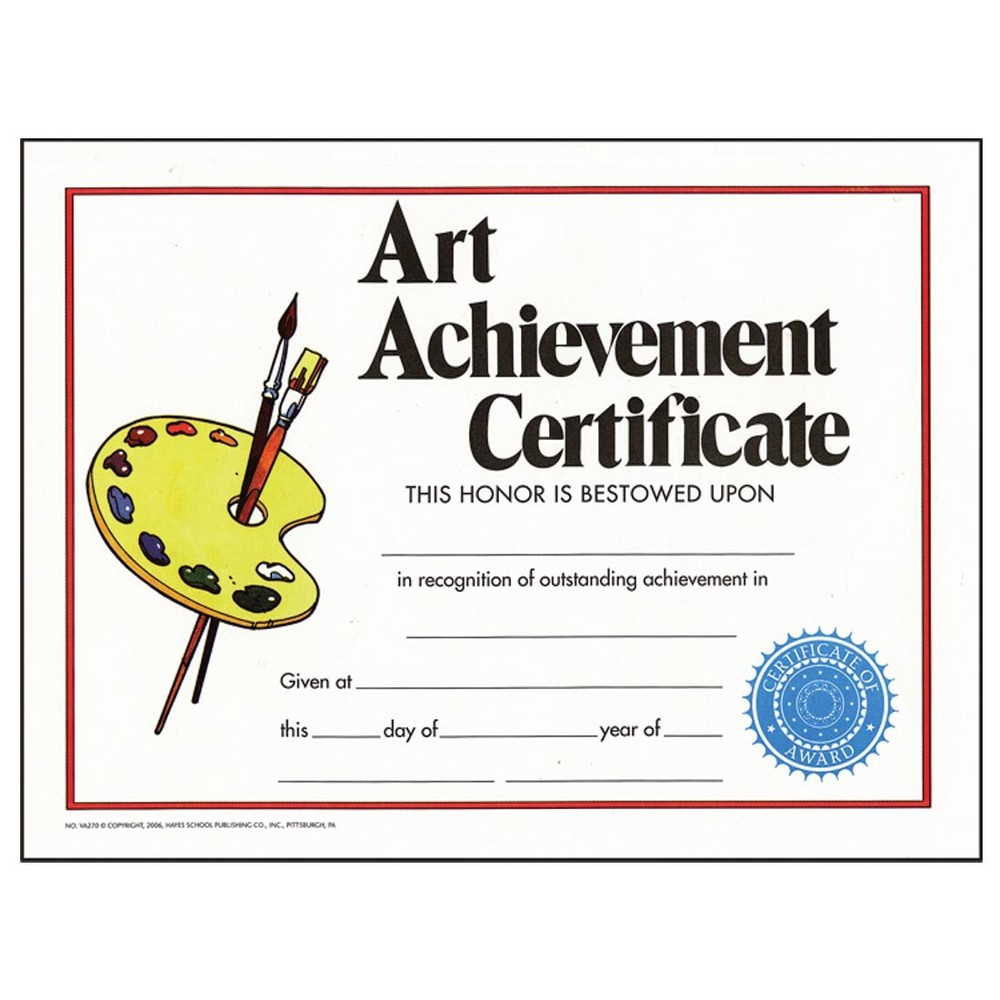 Art Achievement Palette Certificates