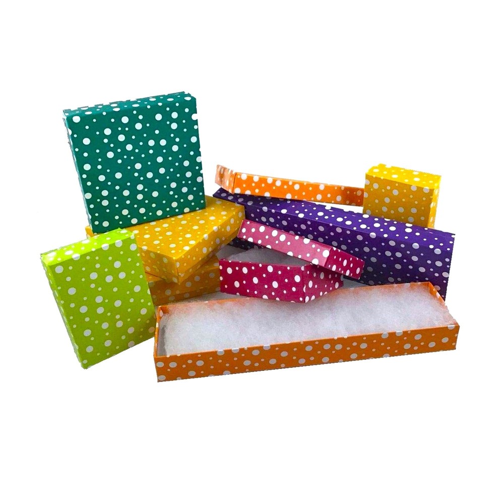 Polka Dot Pattern Cotton Filled Jewelry Boxes