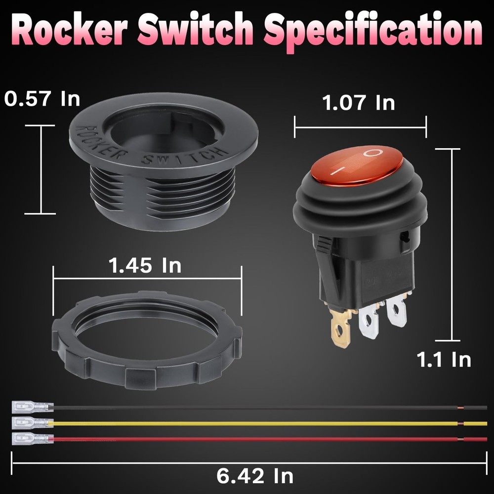 Round Rocker Switch, 12V Toggle Switch, Waterproof Lighted LED On/Off Switch ...