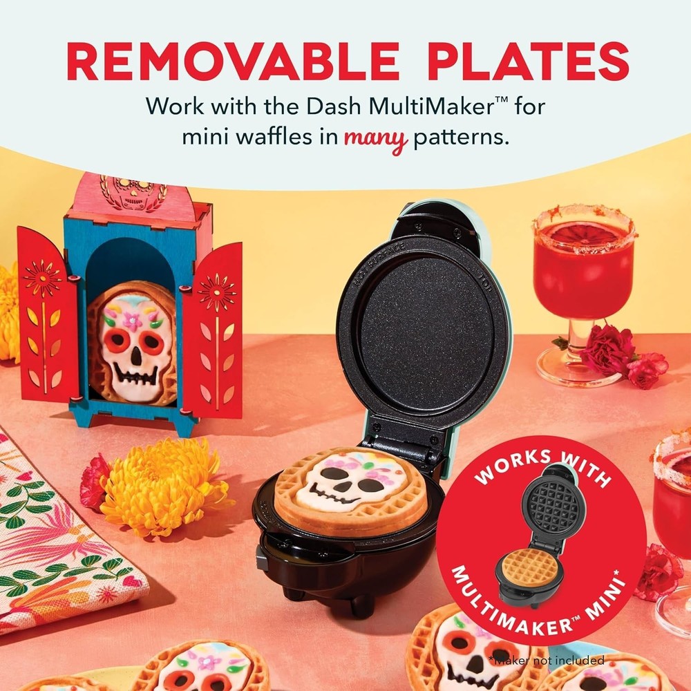 Multimaker Mini System Two 4” Nonstick Removable Waffle Plates (Skull & Jack-O-L