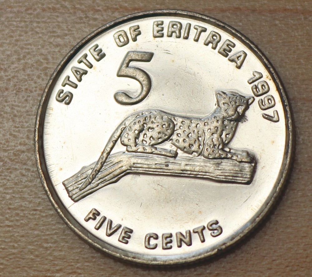 1997 Eritrea 5 Cents Leopard