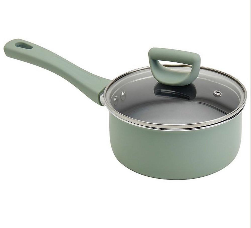 Basic Essentials 5 Pc. Non-Stick Aluminum Cookware Set Cool Touch Handles Green