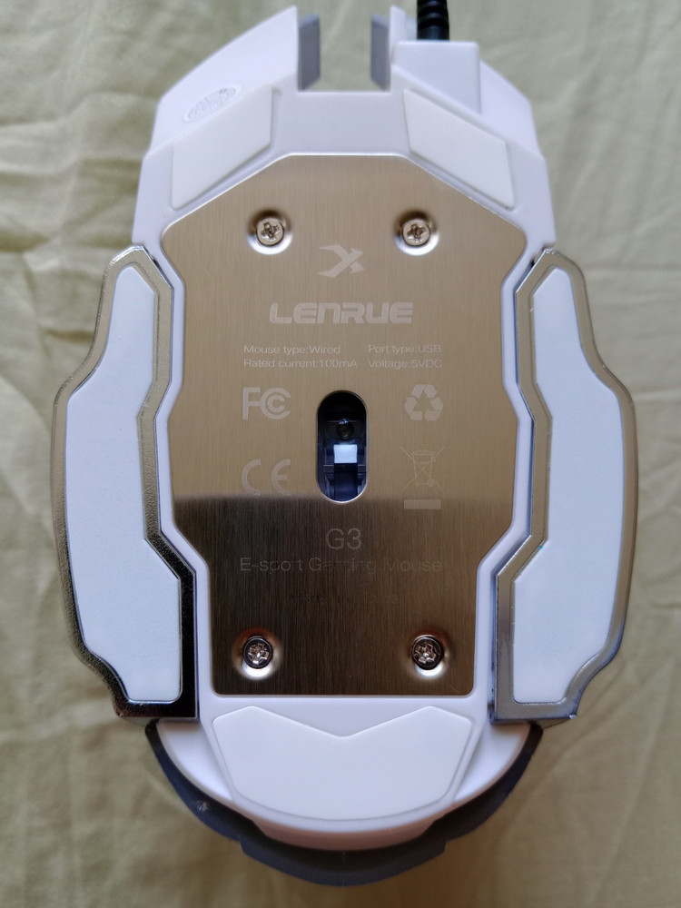 White Lenrue G3 Wired Gaming Mouse, Wired Optical Mouse LED lighting function