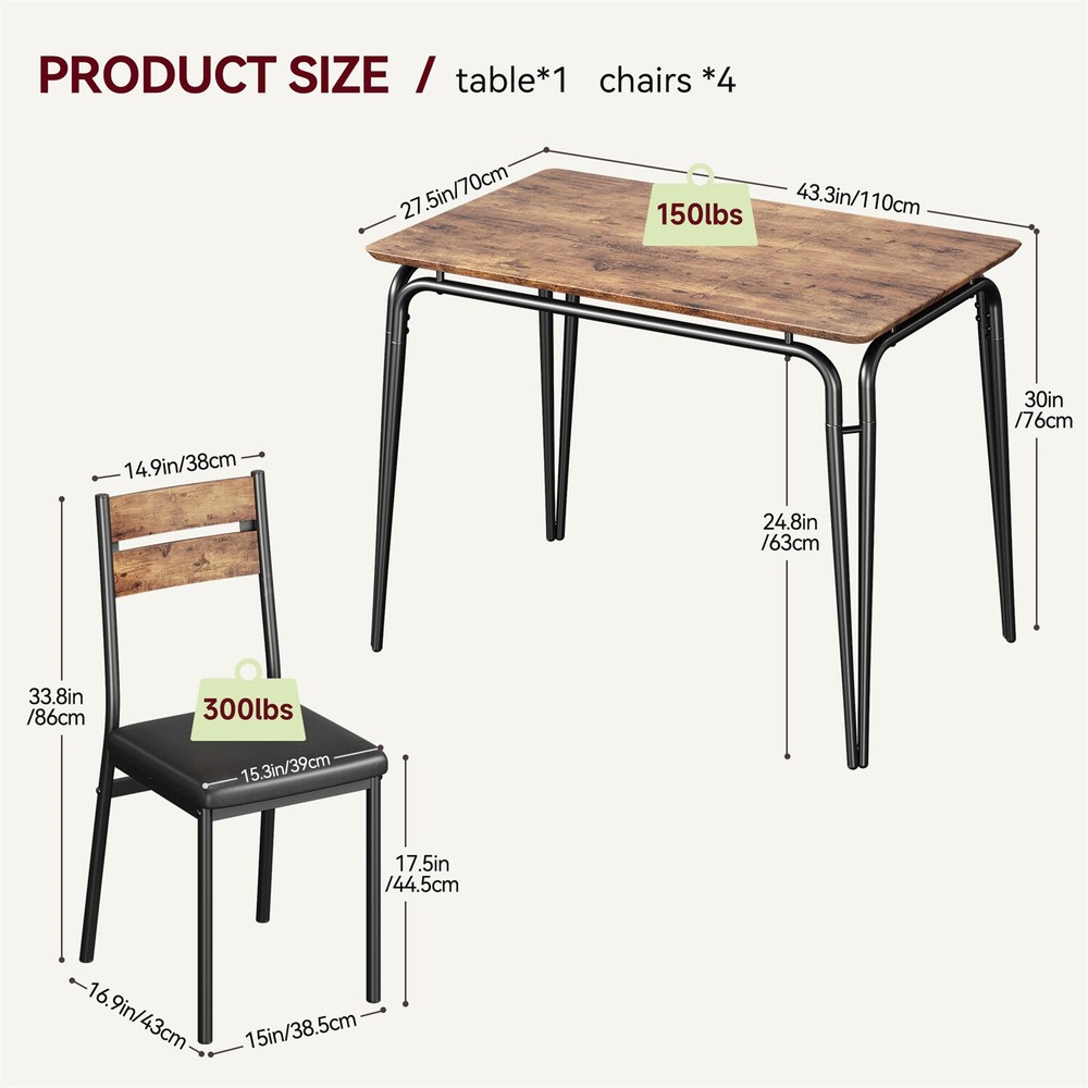 Dining Table 5 Piece Kitchen & Dining Room Sets for Small Space Table and Chair