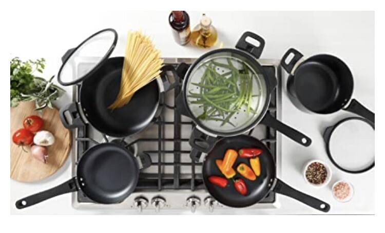 Kenmore Elite 9 Piece Grayson Stackable Nonstick Aluminum Cookware Set New