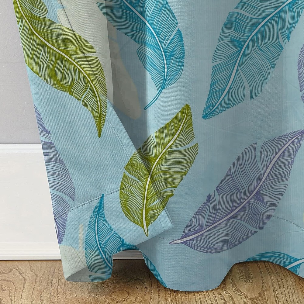 New 2 Pieces Soft Brushed Microfiber Cotton Printed Door Curtains Set - 7 ft