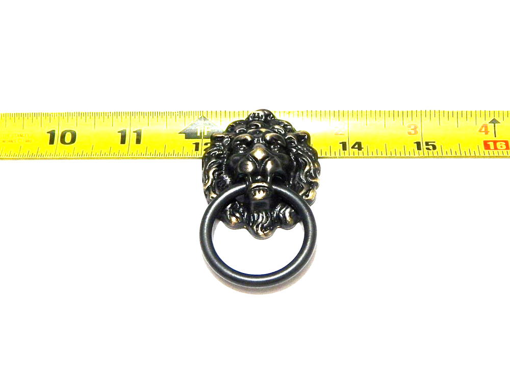 Lions Head Ring Pull For Doors Vanities Chest Antique Brass