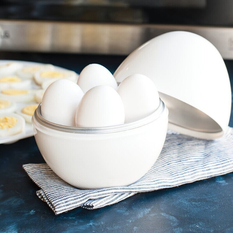 Egg Cooker for Microwave, 4-Capacity, Quick Egg Boiler, Compact Egg-Shaped Kitch