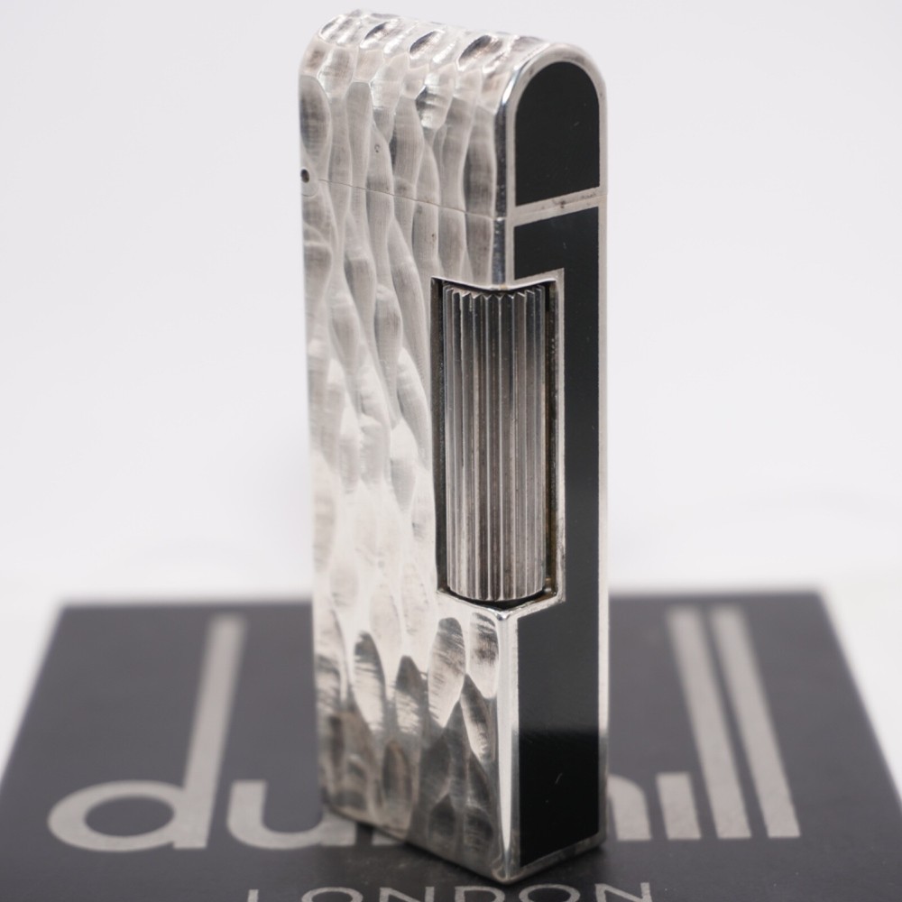 Dunhill Rollagas Lacquer Dome Lighter Silver plated with Black Lacquer_Working