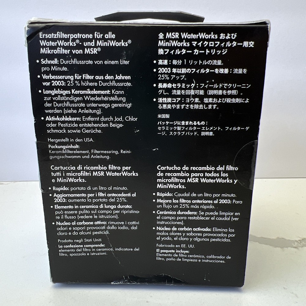 MSR Ceramic Replacement Filter Cartridge WaterWorks MiniWorks Microfilmers