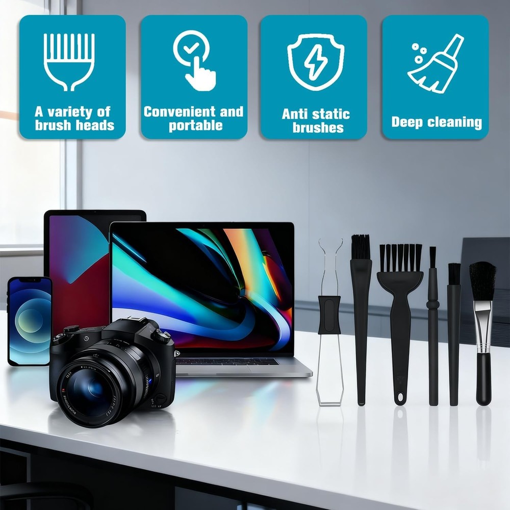 6PCS Keyboard Brush Cleaner Kit with Keycap Puller & Switch Puller, PP Handle Ny