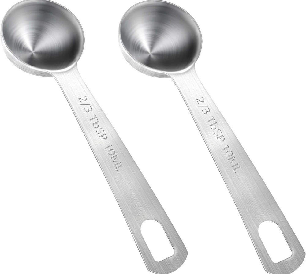 2pcs 2/3 Tablespoon 10 ML Stainless Silver Spoon