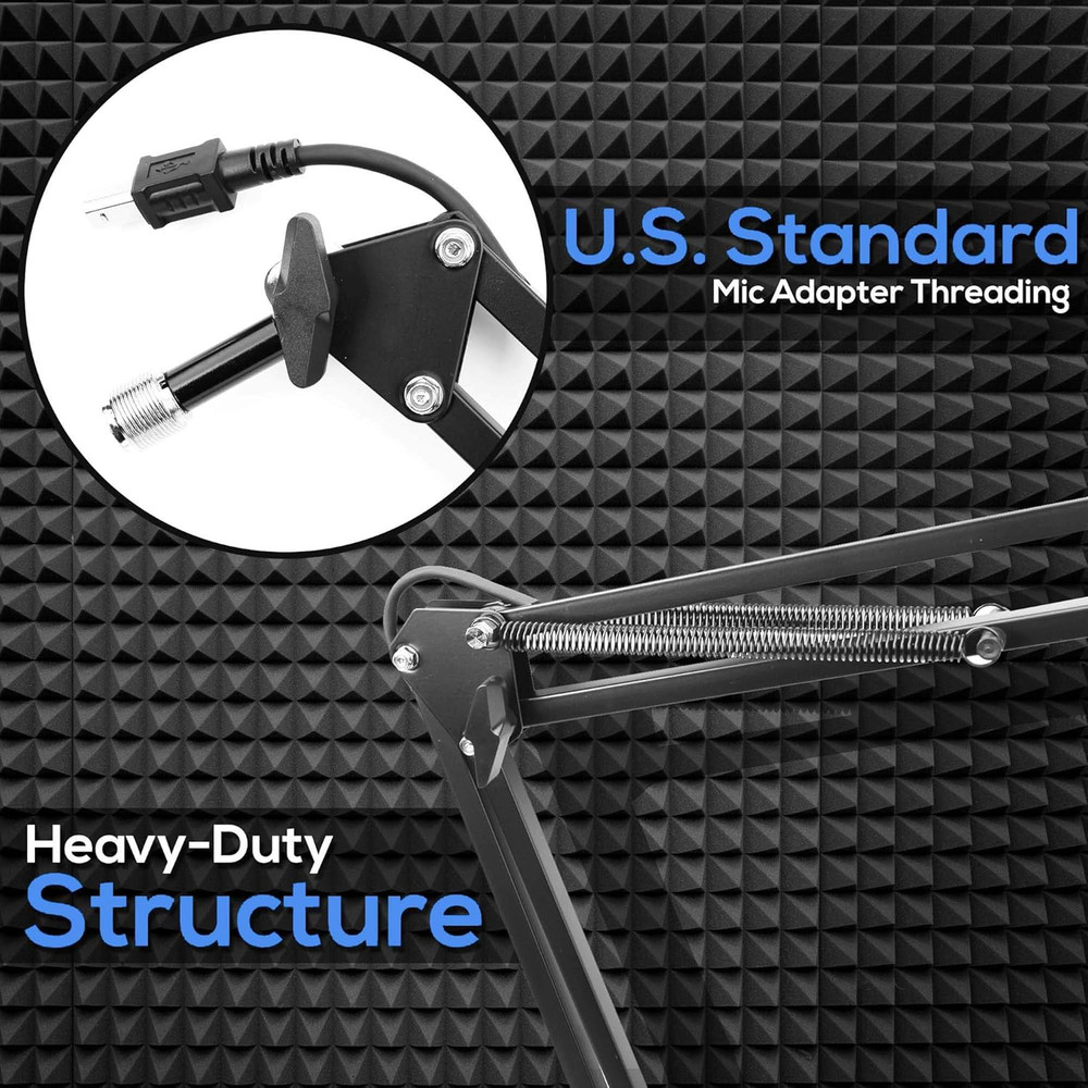-PRO USB Suspension Boom Microphone Stand - Adjustable Compact USB Microphone Ar
