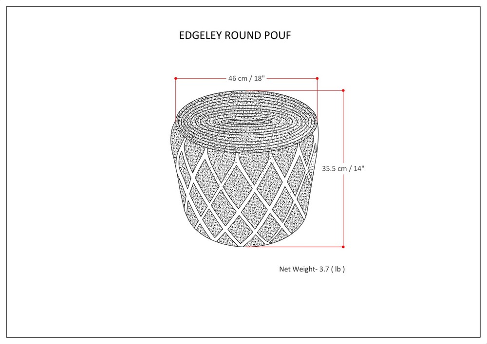 Edgeley - Round Pouf - Grey / Natural