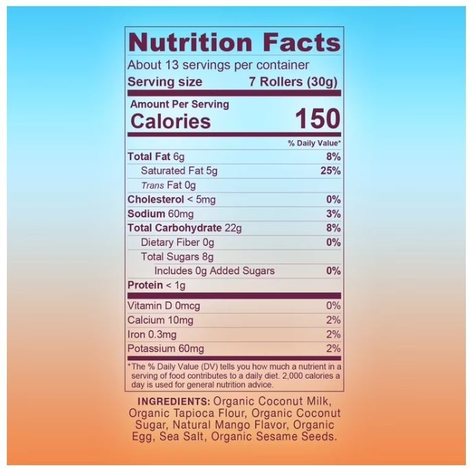 2 pack Ava Organics Mango Coconut Crispy Rollers, 14.1 oz. Fast Dispatch