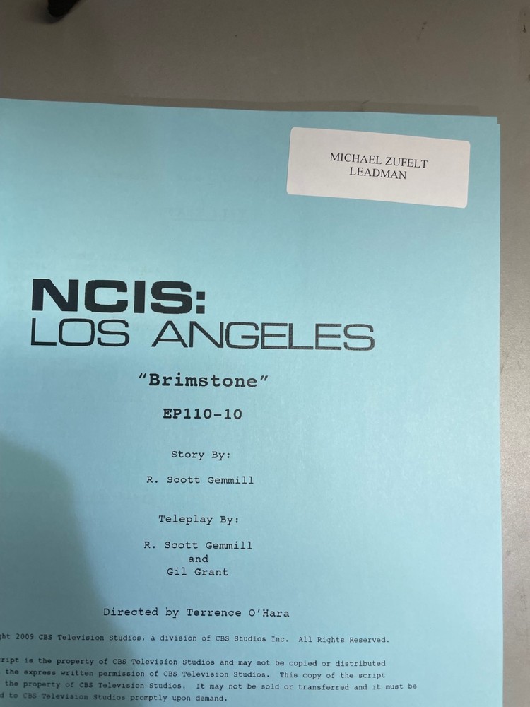 “NCIS: Los Angeles” Authentic Tv script Used On Set. "Brimstone" EP- 110-10