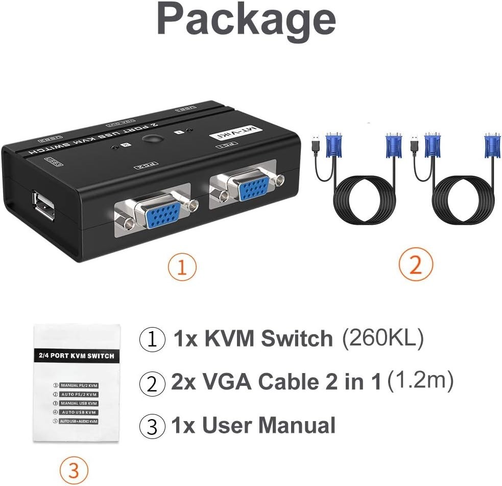 User-Friendly 2-Port USB VGA KVM Switch for Seamless Computer Sharing Experience