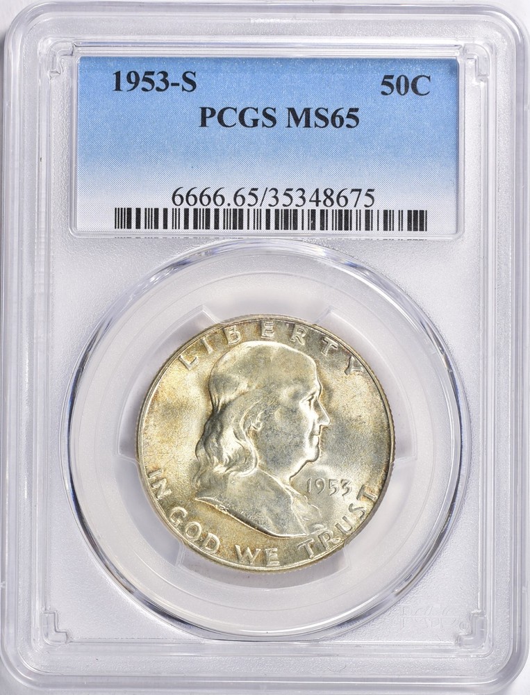 1953-S FRANKLIN HALF DOLLAR PCGS MS65