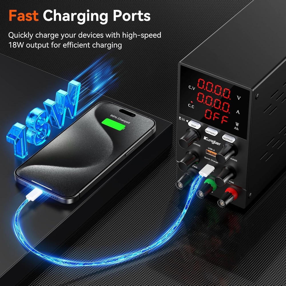 Lab DC Power Supply 60V 5A Adjustable Precision Encoder USB Charging Mode