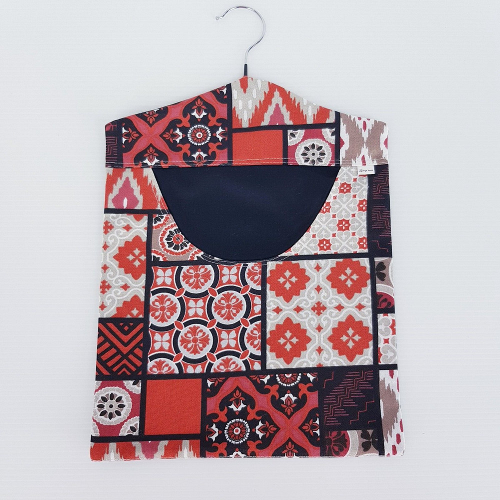 Peg Bag Handmade Red White Black Pattern Front Lined Laundry Clothes Peg Holder