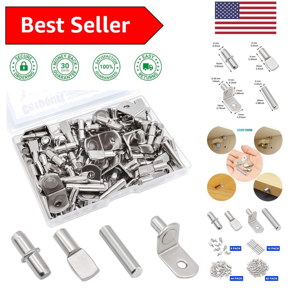 Robust 104 Pcs Shelf Pegs Set with 4 Styles - Ideal for Strong Support