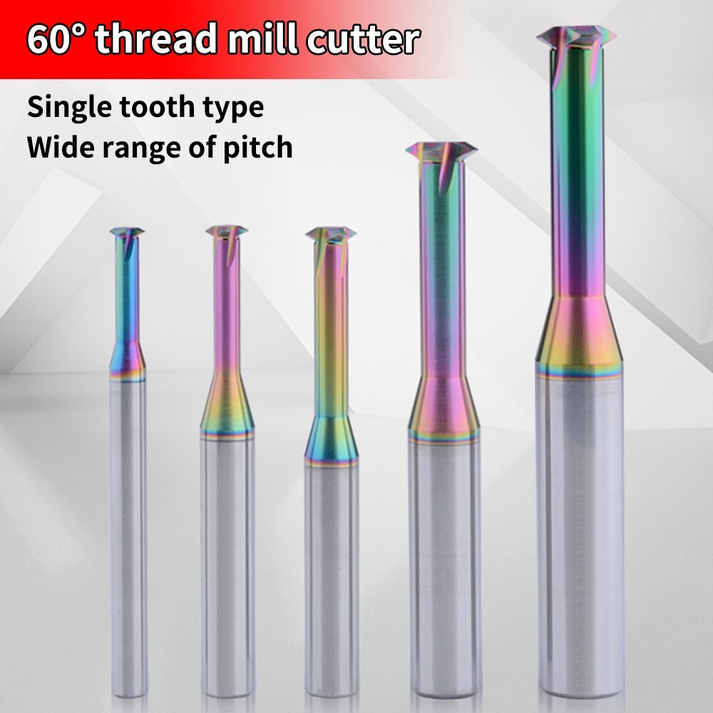 5pcs D2.35 Carbide Thread Milling Cutters for Aluminum Thread Angle 60 Degrees