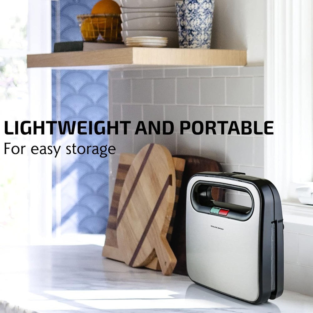 Electric Sandwich Maker with Non-Stick Plates, Indicator Lights, Cool Touch Hand
