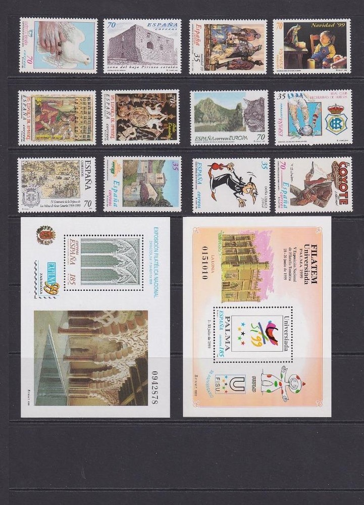 Spain 1999 Stamps and Sheets, MNH. Mostly Fine condition.