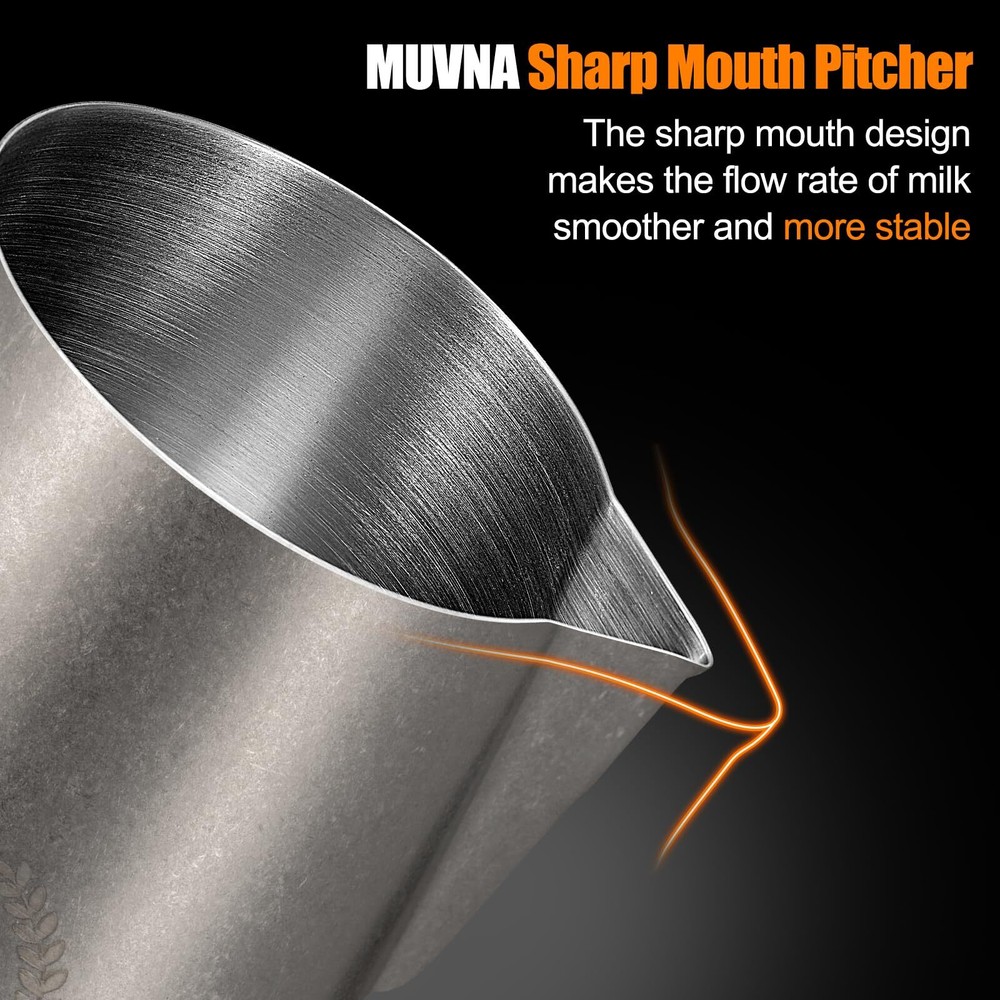 Espresso Milk Pitcher Steaming Pitcher 450ml / 15.4oz Milk Frothing Jug Sharp...
