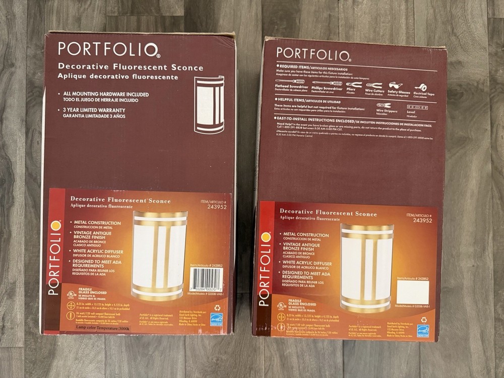 Decorative Fluorescent Sconce New 2 for $60