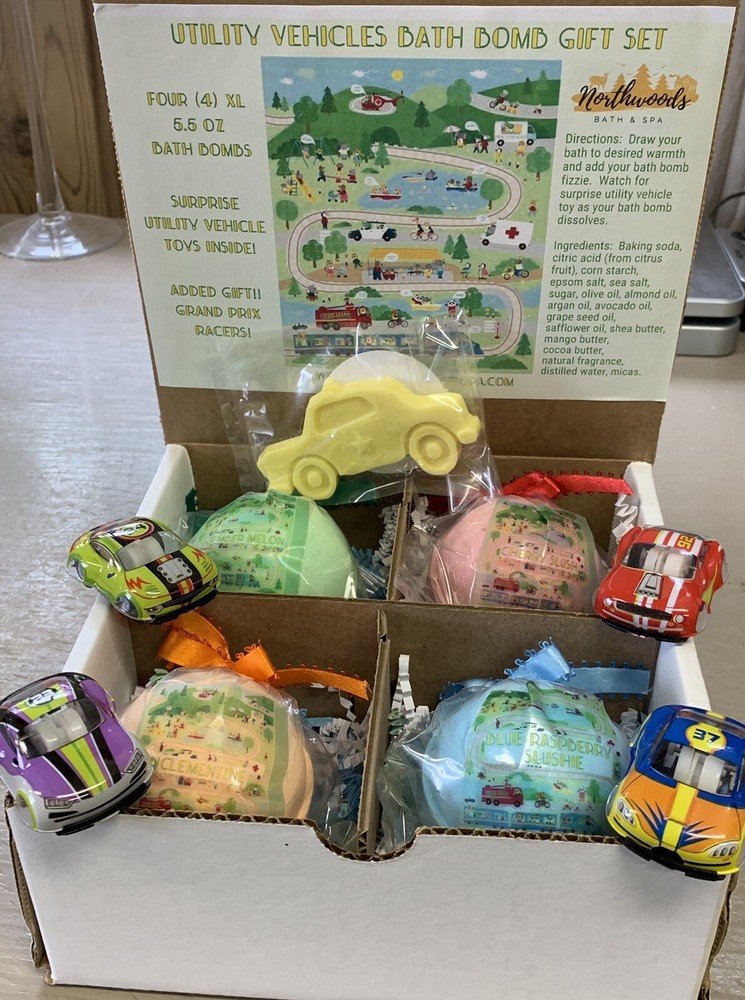 Utility Vehicles 4-pack Bath Bomb Gift Set for Kids