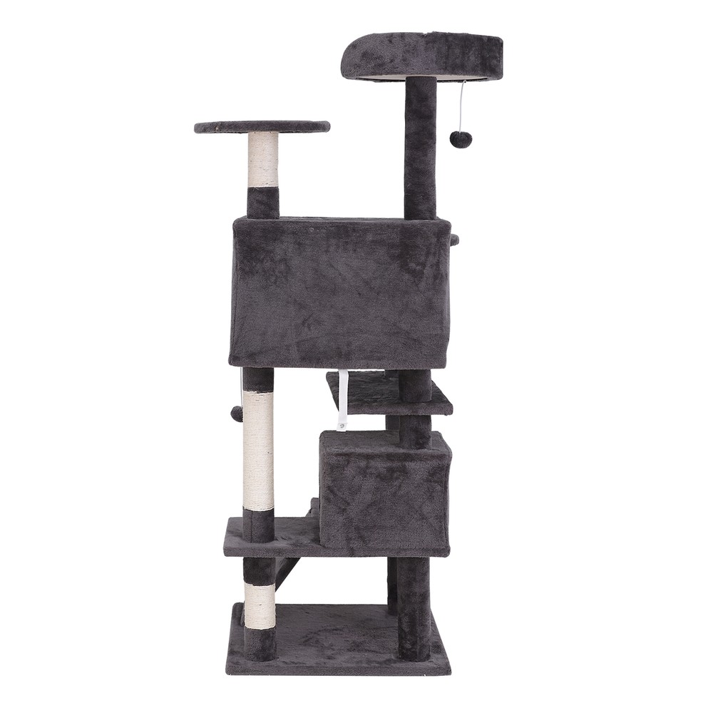 55" Cat Tree Scratching Post Kitten Activity Center Cat Tower Playhouse for Rest