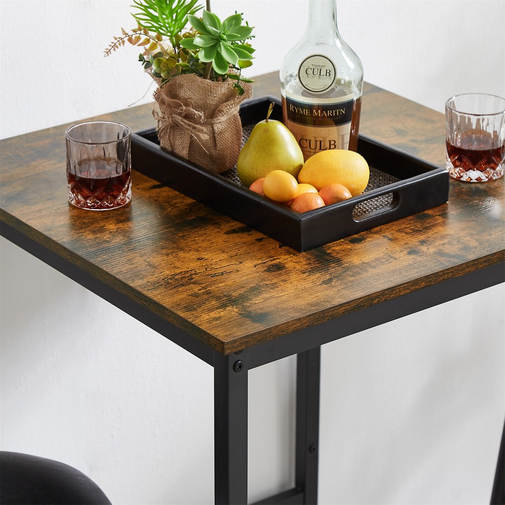 3 Piece Bar Table Set Counter Height Dining Kitchen Table w/ 2 Bar Stools