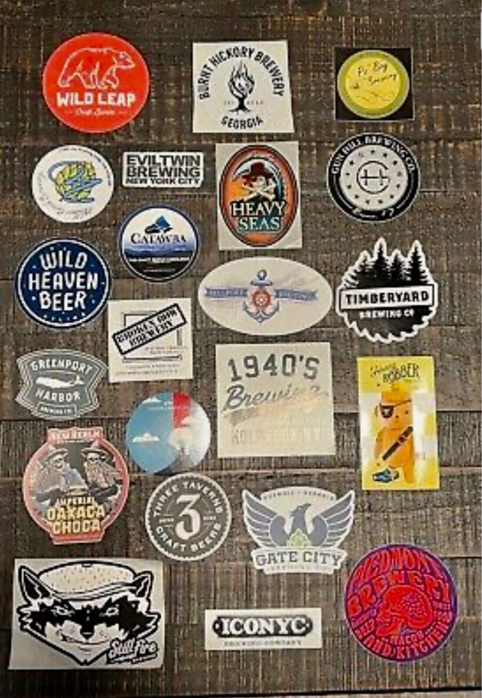 6 sticker lot from different Breweries random assortment per pack. Craft beer