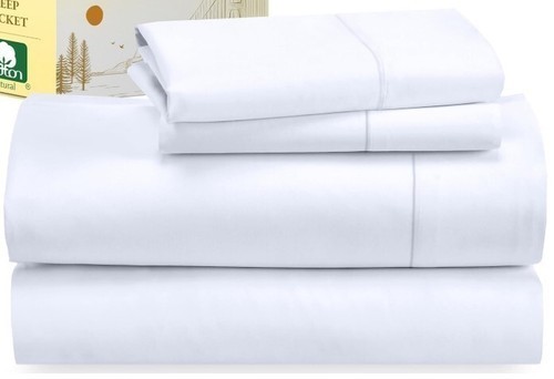 California Design Den Full Sheet Set Soft 400 Thread Count Sateen Bright White