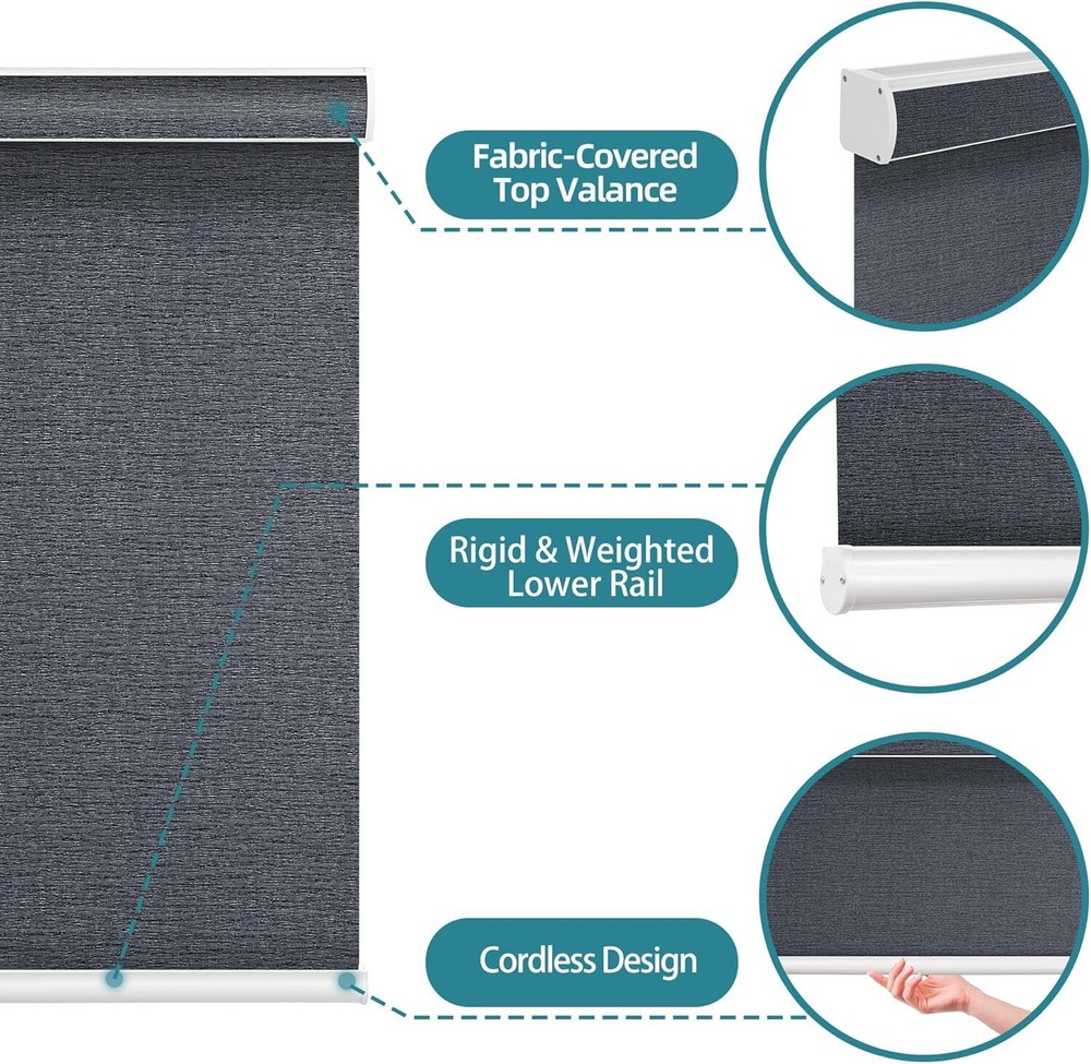 Changshade CUSTOM Light Filtering Cordless Blinds For Window Roller Shades