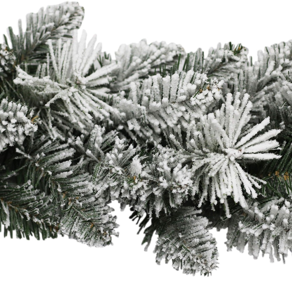9' Flocked Spruce Garland with 160 Tips