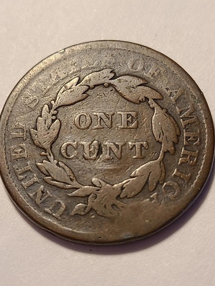 1833 MATRON HEAD LARGE CENT PENNY, VF DETAILS, HOLED