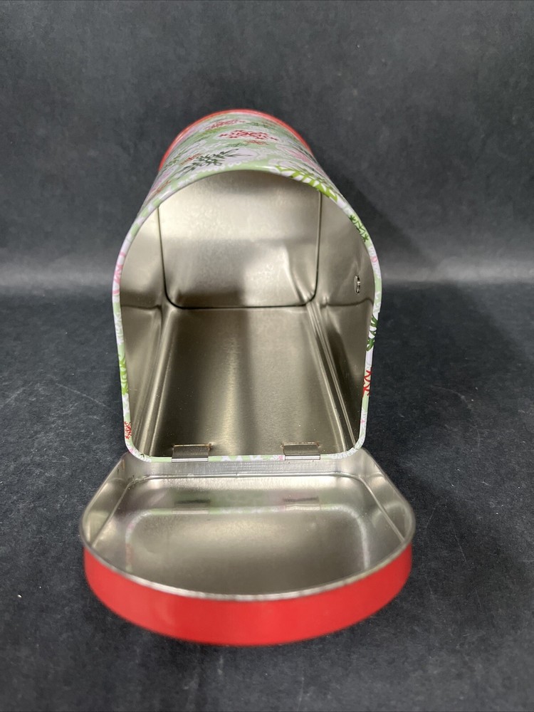 Snowflake Mailbox Shaped Holiday Tin Box Container Can Empty Merry Xmas 6" Long