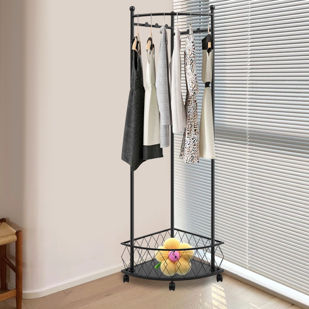 Corner Clothes Rack, Coat Storage Rack, Floor Standing Clothes Rack